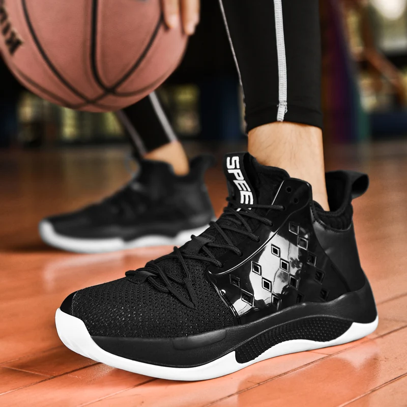 New Purple Mesh Basketball Shoes for Men Camping Sneakers Basketball Male Teenager Breathable High Top Sneakers Cool Big Size 46