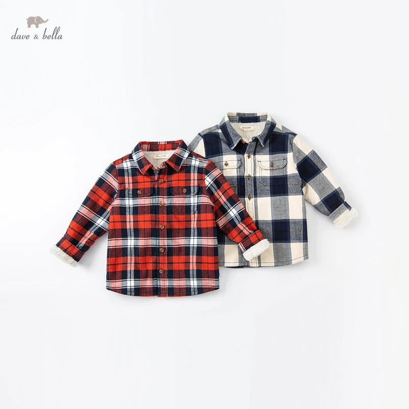 

DKY20460 dave bella 5Y-13Y autumn baby boys long sleeve shirts children soild print shirt kids boutique clothing