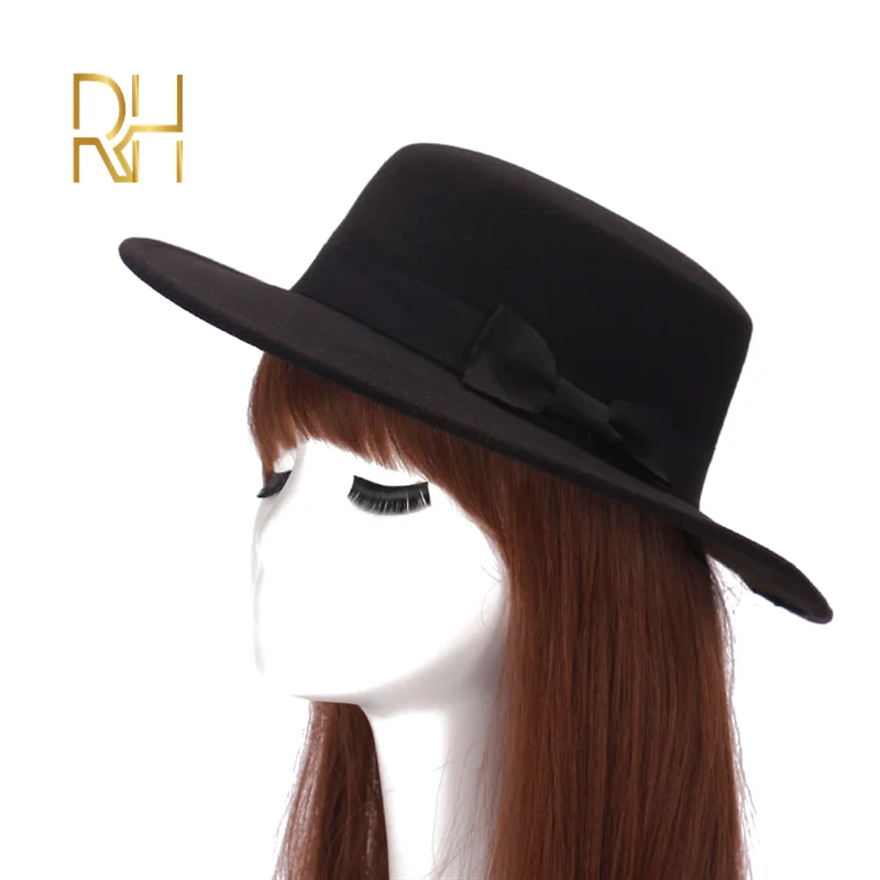 Женская однотонная фетровая шляпа с плоской подошвой имитация шерсти зимняя