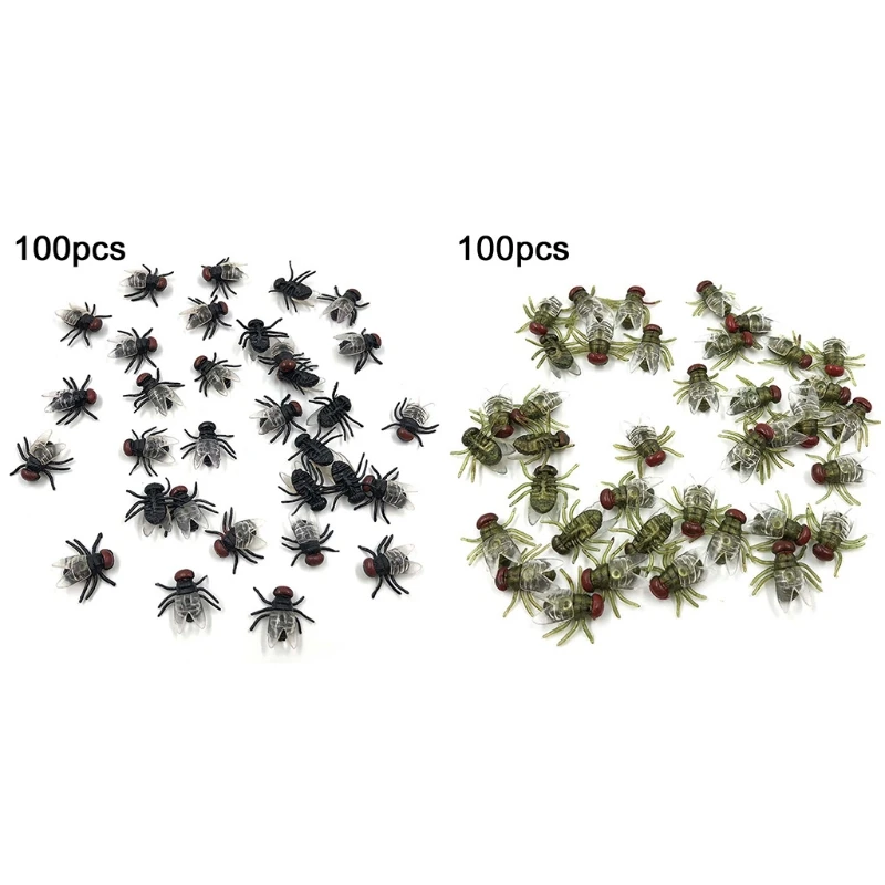

100 Pcs Fake Flies Plastic Halloween Simulated Insect Fly Bugs Joke Toys Prank