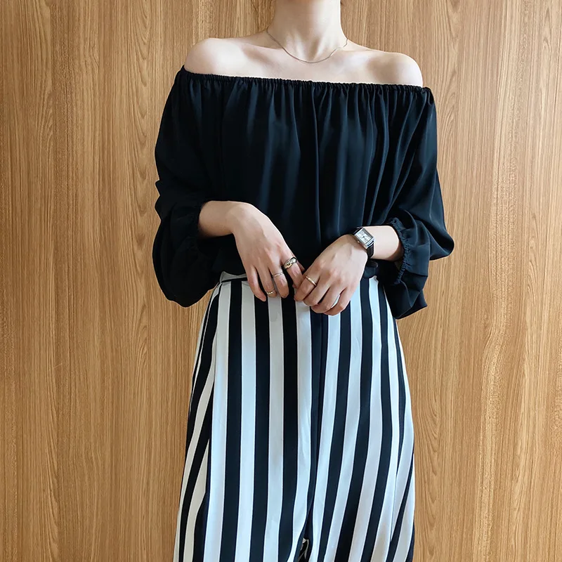 Sexy off-Shoulder Long Sleeve Chiffon Shirt Women's 2020 Autumn New Street Style Loose Blouse blusas femininas elegante