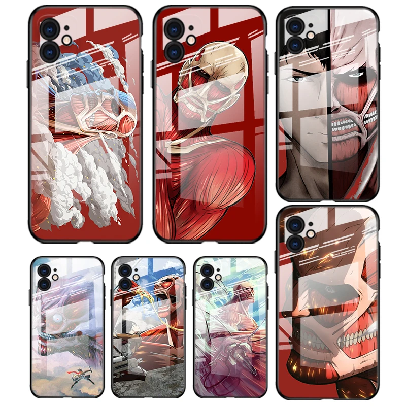 

Tempered Glass Cover Attack On Titan Colossal Titan For Apple iPhone 12 11 8 7 6 6S XS XR SE X 2020 Pro Max Mini Plus Phone Case