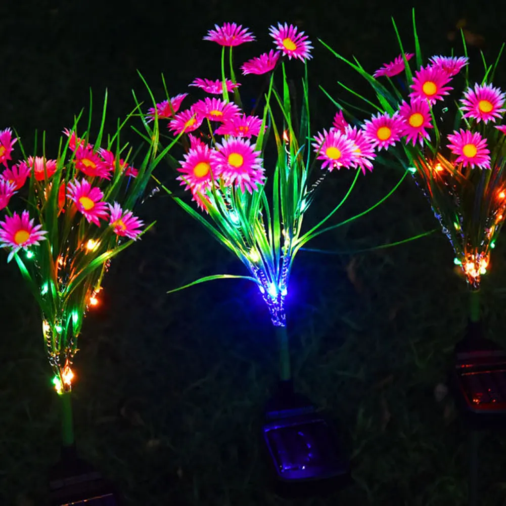

2PCS Solar Flower Light Lawn Lamp Home Decorative Garden Landscape Lamp Outdoor Flower Night Lights Colorful Lighting Ornament