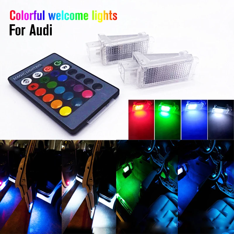 

2 шт. разноцветсветодиодный светодиодные RGB подсветки двери багажника Footwell перчатки для Audi VW Skoda A1 A2 A3 A4 A5 A6 A7 A8 Q3 Q5 Q7 Porsche