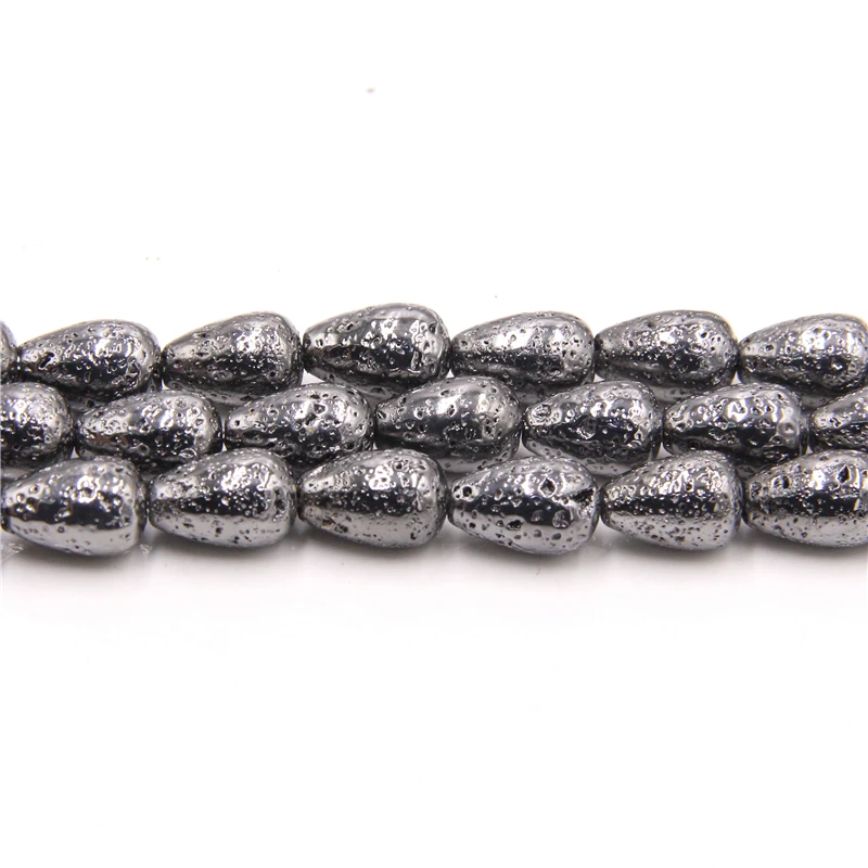 Натуральный лавовый камень капли воды бусины ручной работы золотой серебряный