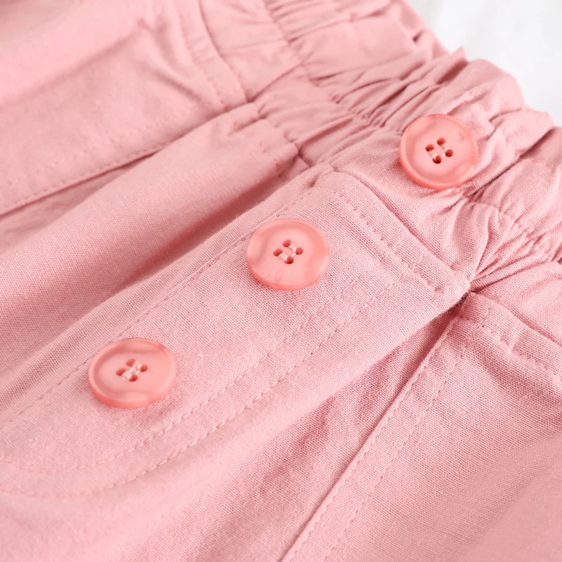 Летние хлопковые шорты для девочек 6-16 лет розовые свободные джинсовые штаны