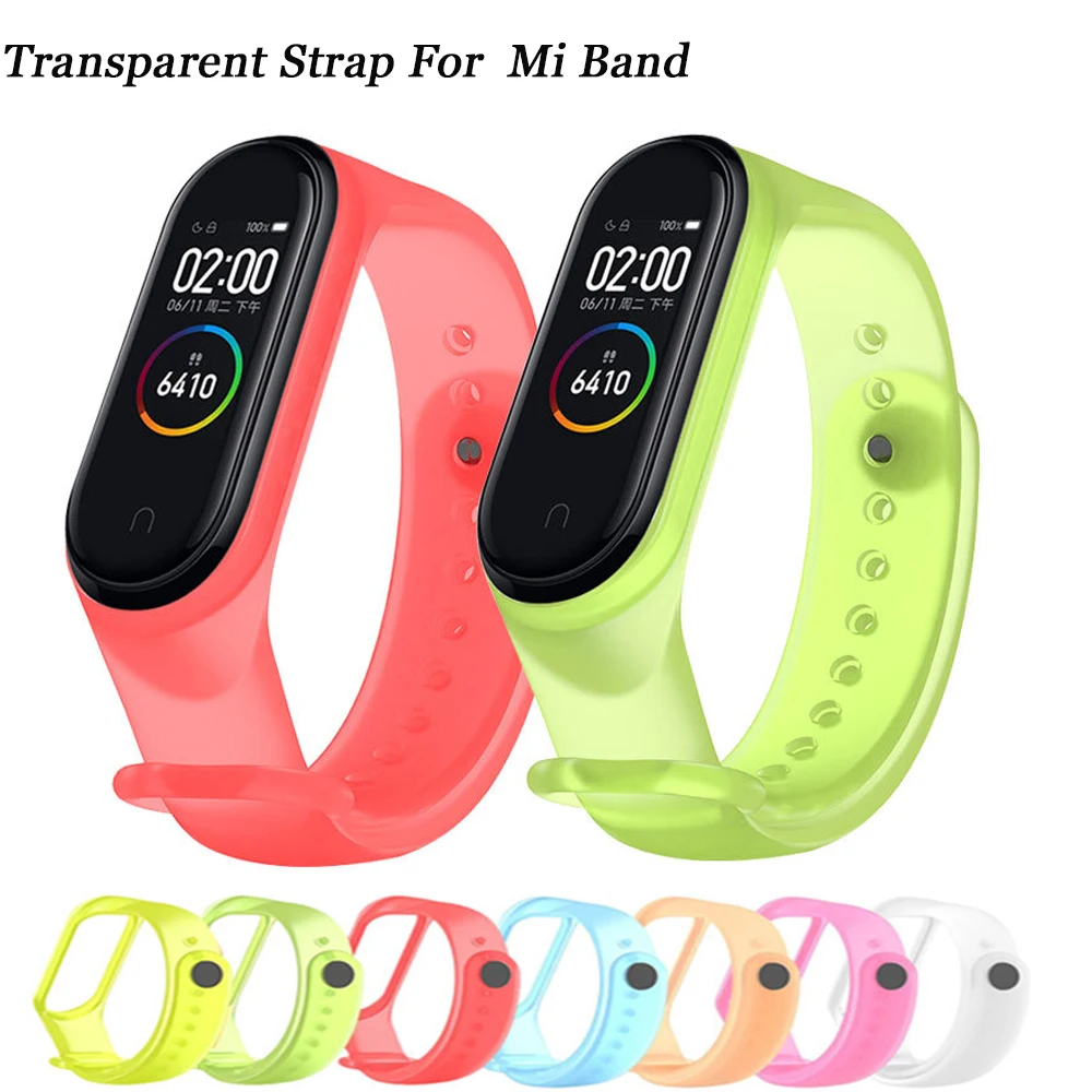 

For xiaomi mi band 5 6 transparent strap new colorful miband 4 strap silicone mi band 4 3 belt replacement for xiaomi mi 4 band