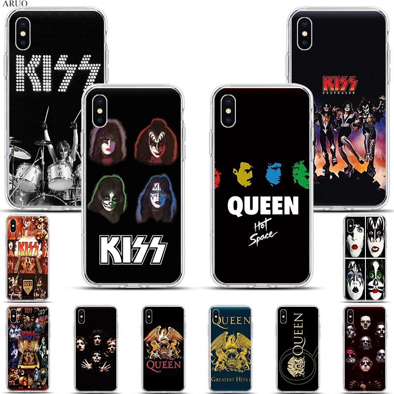 Мягкий ТПУ чехол для телефона iphone 11 11Pro Max X XR XS night KISS QUEEN Band с логотипом прозрачные