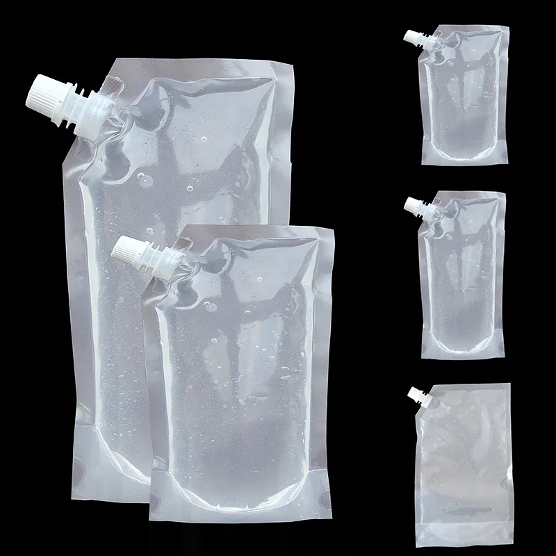 

Transparent Plastic Beverage Packaging Bag Milk Juice Drink Filler Pouch with Nozzles Durable Portable Liquid Drink Sealed Pouch