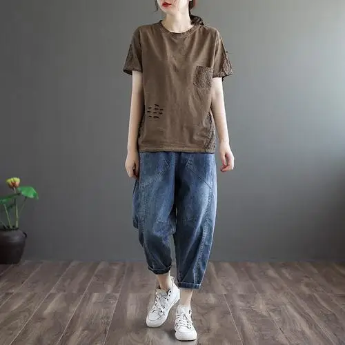 Новинка 2020 женские джинсы Свободные повседневные шаровары уличная одежда