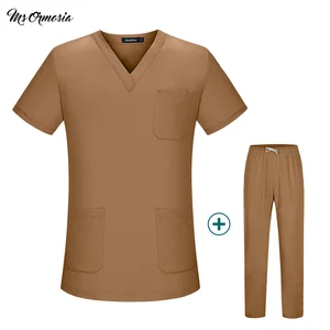 Wholesale High quality scrubs women uniforms Health service work suits Stretch spandex+cotton fabric scrub Clothing Spa Uniforms