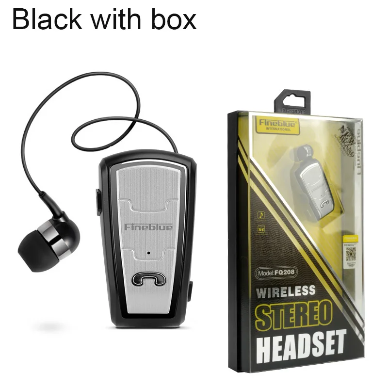 Black with box Fineblue FQ208 Bluetooth наушники автомобильный бизнес стерео вытяжной наушник Шумоподавление для вызова музыки встречи - Цвет: Black with box