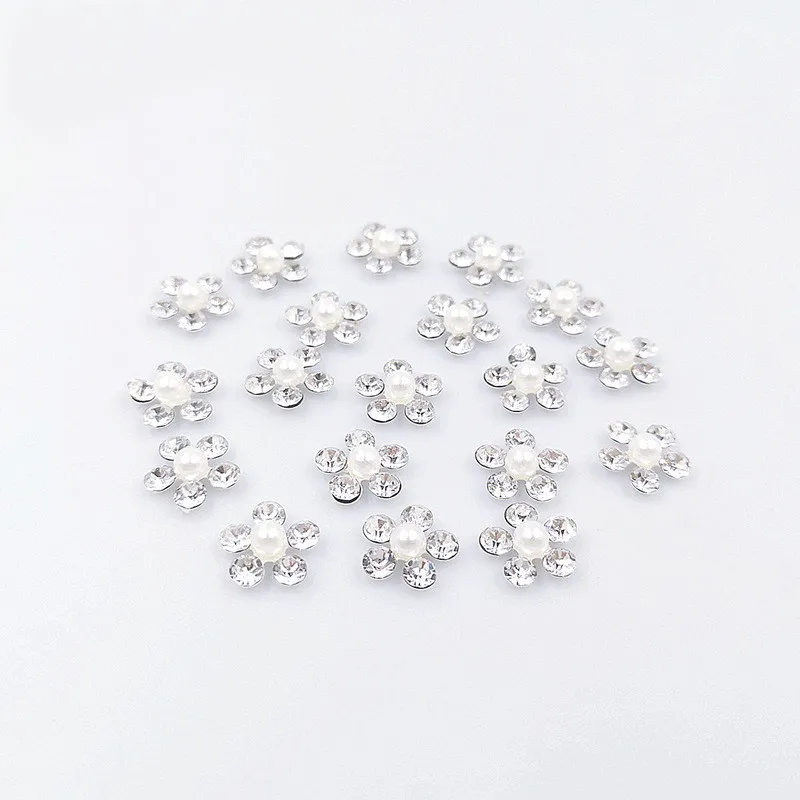 

Стразы серебристые из металлического сплава с имитацией жемчуга и цветами, 50 шт., 11 мм, очаровательные аксессуары для изготовления ювелирны...