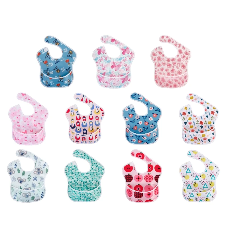 

Waterproof Baby Bibs with Food Catcher Infant Toddler Feeding Saliva Towel Burp Cloth for Boys Girls Gifts
