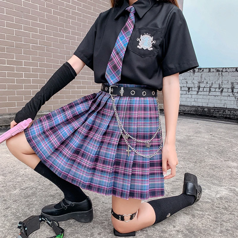 

Summer High Waist Pleated Skirts Janpanese Sexy Cute Mini Plaid Skirt Women JK Uniform Students Clothes Cute Sweet Girls Skirts