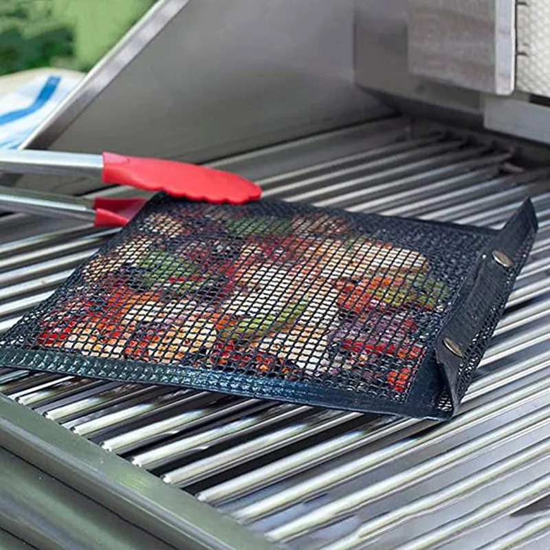

Non-stick Barbecue Mesh Bag Mat QQB Grill Reusable Baking Net Pad Grid Shape Outdoor Cooking Grill Bags Sheet Liner BBQ Mat