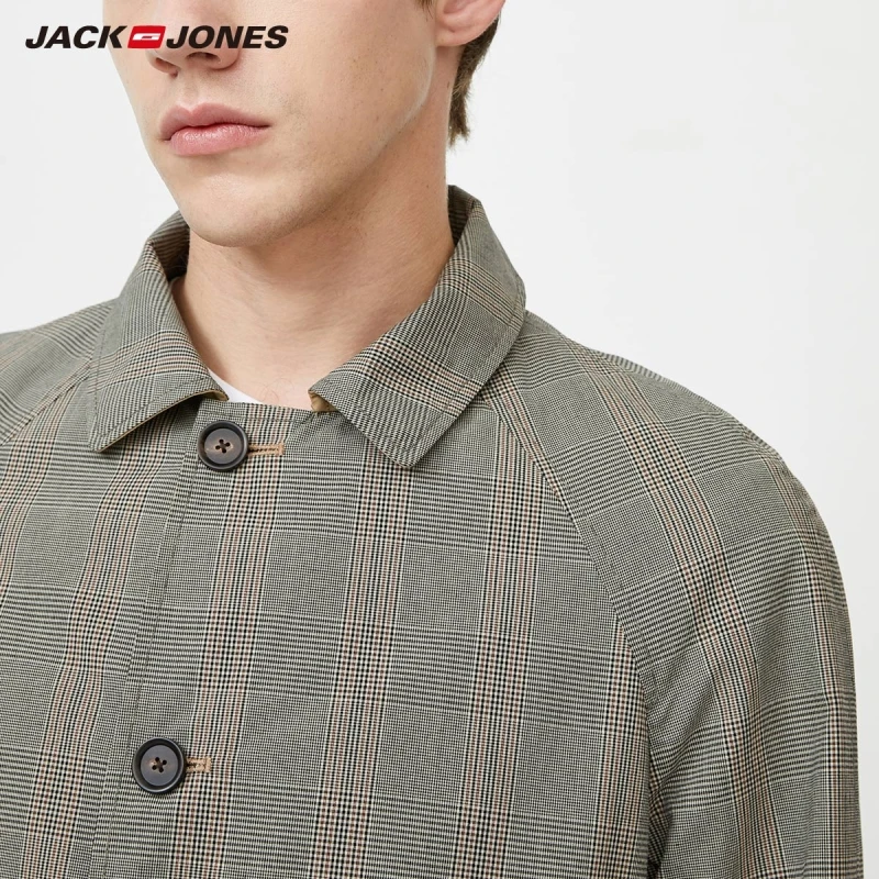 Мужской Двусторонний Тренч JackJones модный средней длины с лацканами базовая