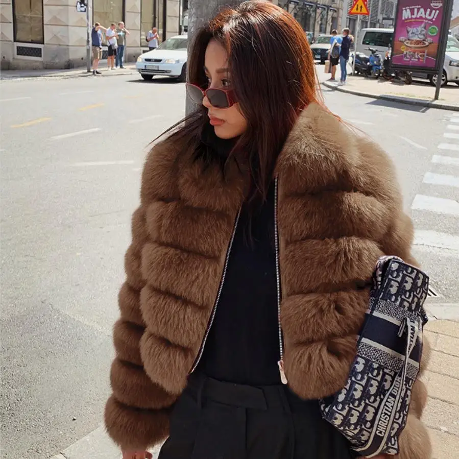 Warm Fur Coat Long Fluffy Fur Coat Winter Women Luxury Faux Fox Fur Parkas Furry Fake Fur fashion Fur Outerwear F2295
