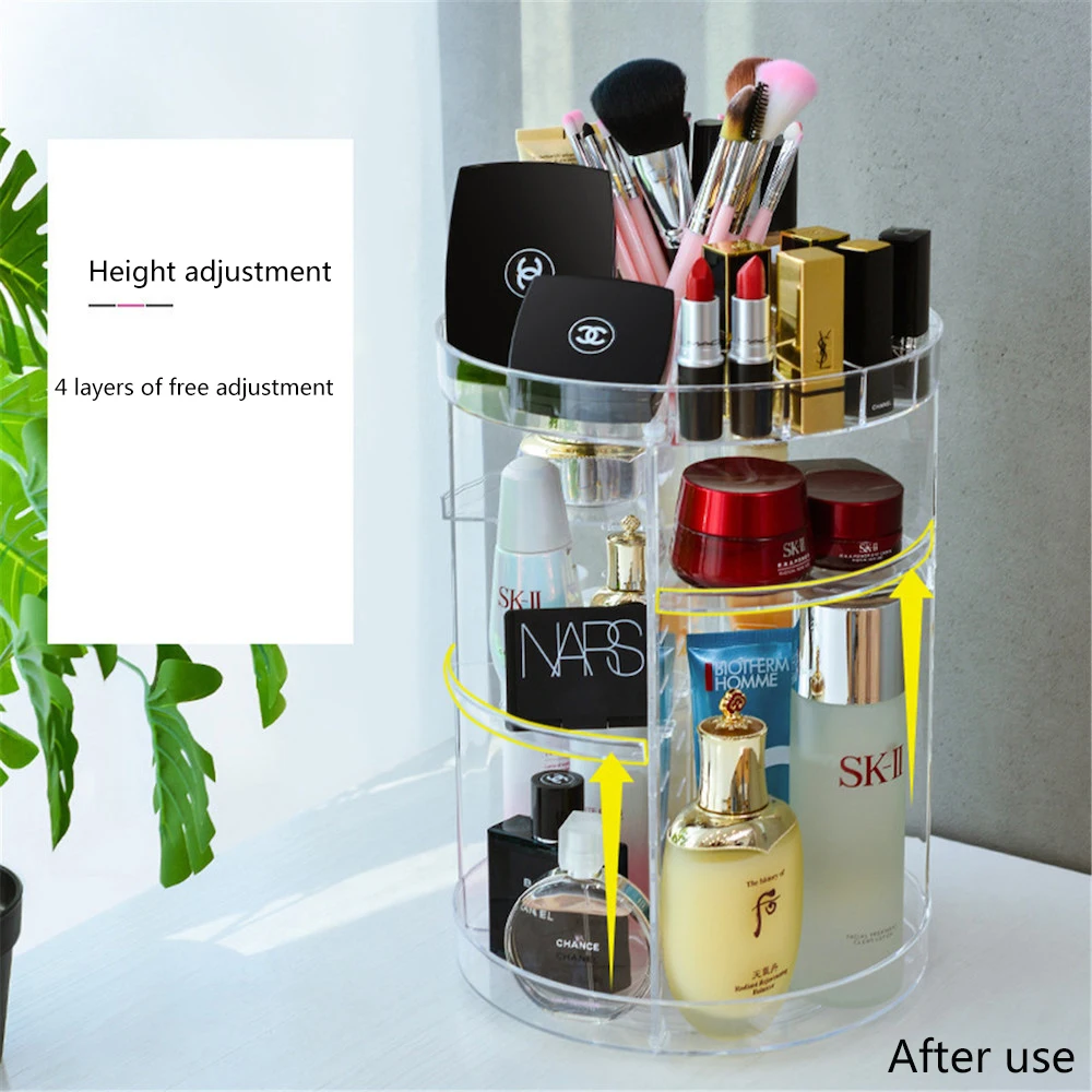 Вращающийся на 360 градусов Органайзер для макияжа коробка хранения косметики