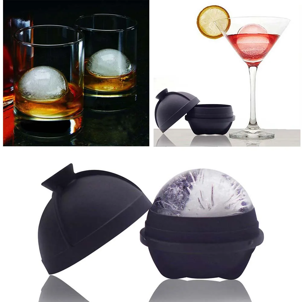 

Silicone Mould Ice Ball With Self-Contained Funnel Function Non-deformable Black Single Round Ball Molds For Food Grade Silicone
