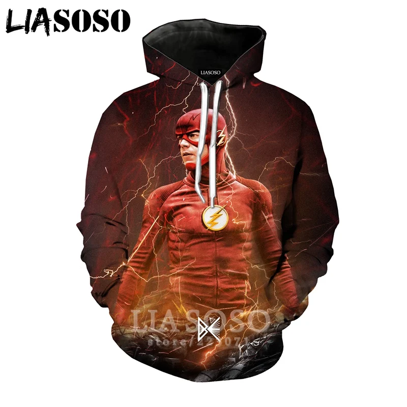 LIASOSO Новая Мужская и Женская толстовка с 3D принтом фильма флэш Барри Аллен