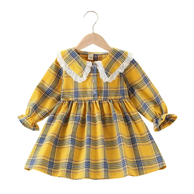 

Girls Dress Autumn New Kids Clothing Children Plaid Long-sleeved Cute Princess Dress Pretty Girl Dress Party Girls Clothes