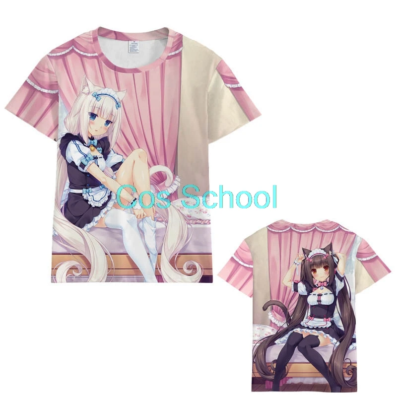 Cos School Nekopara футболка для косплея шоколадные Ванильные костюмы летние топы мужчин