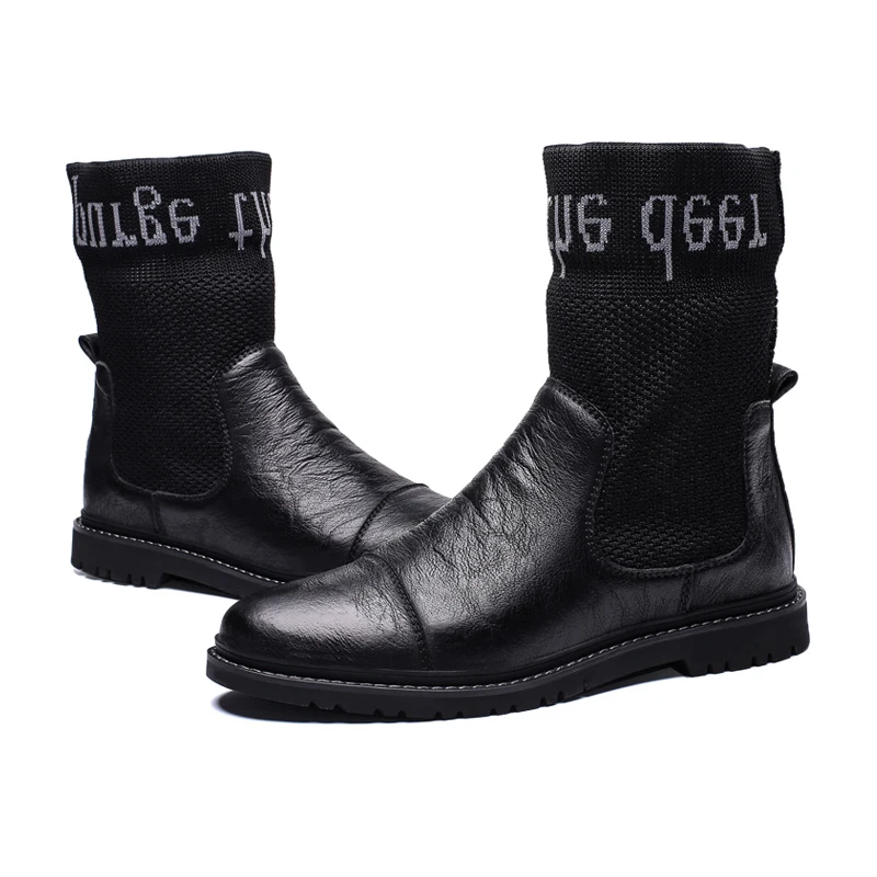 Ботильоны мужские кожаные повседневная обувь с высоким берцем дизайнерские