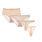 Женские прозрачные бесшовные трусики, однотонные Тонкие Трусики с высокой посадкой + трусики со средней посадкой + стринги с V-образным вырезом, 4 шт.лот