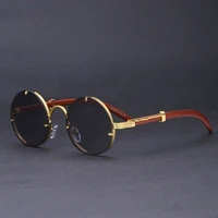 vintage round punk sunglasses men 2021 new fashion steampunk sun glasses for women with a box rimless sunglass zonnebril heren