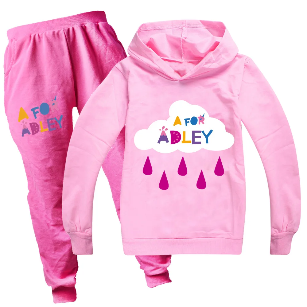 A for Adley Kids Girls Hoodie Sweatshirts+Pants Autumn Spring Children's Clothing Cartoon Costume Baby Boy Clothes 2-piece Suits
