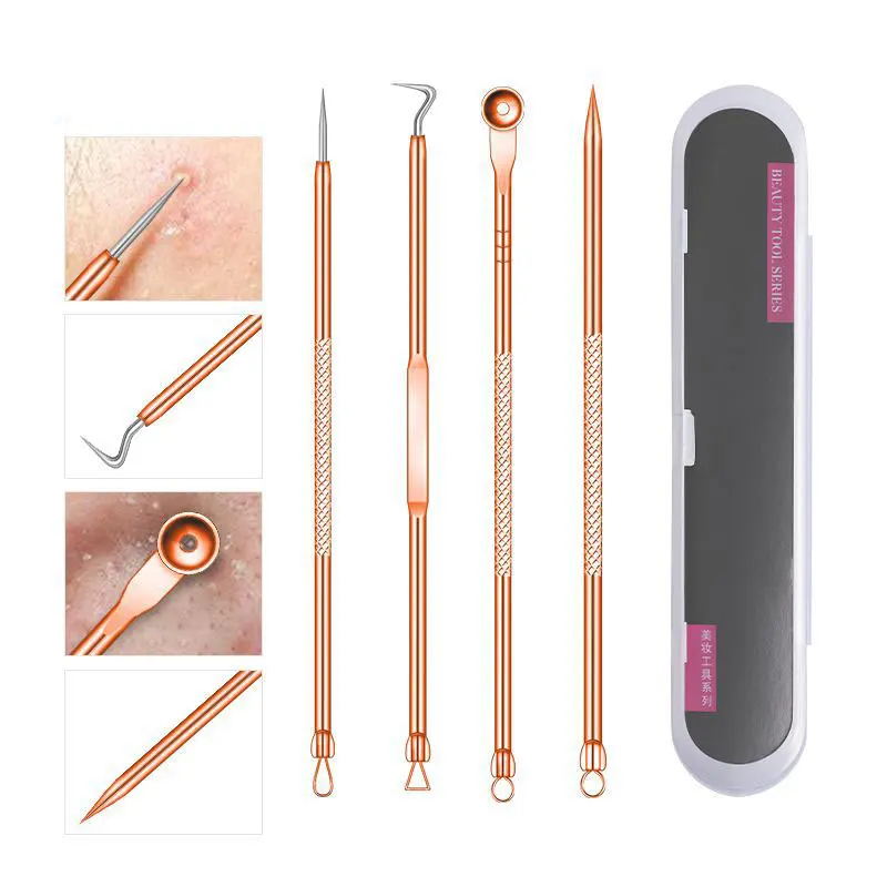 

10-2Pcs Dual Heads Acne Needles Tweezers Blackhead Blemish Pimple Extractor Remover Tools Face Pore Spot Cleaner Skin Care Tool