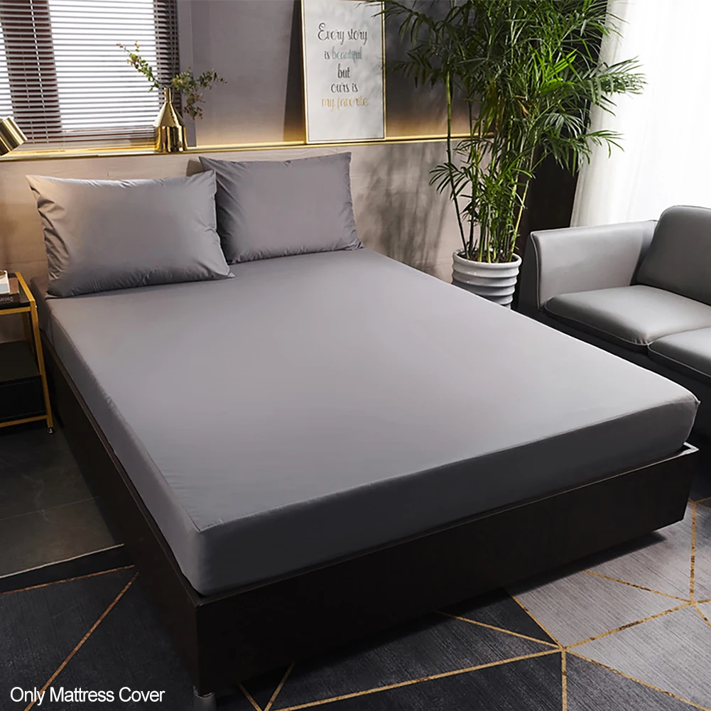 

Heightened Bed Accessory Mattress Cover Hotel Full Coverage Waterproof Solid Soft Bedroom Polyester Dustproof Elastic Band Home