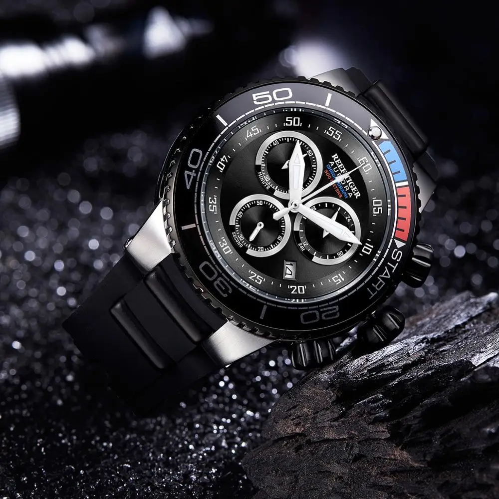 Мужские наручные часы с хронографом мужские спортивные рифом и тигром