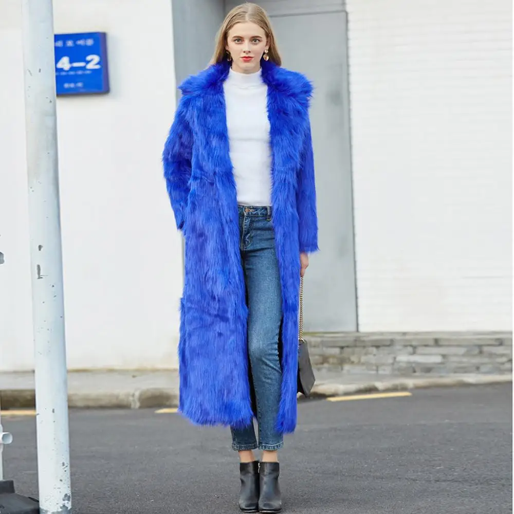 

Faux Fur Coat Plus Size Women Winter Fluffy 2019 Plush Coat Fashion Solid Lapel Long Sleeve Long Cardigan Coat Warm Soft Outwear