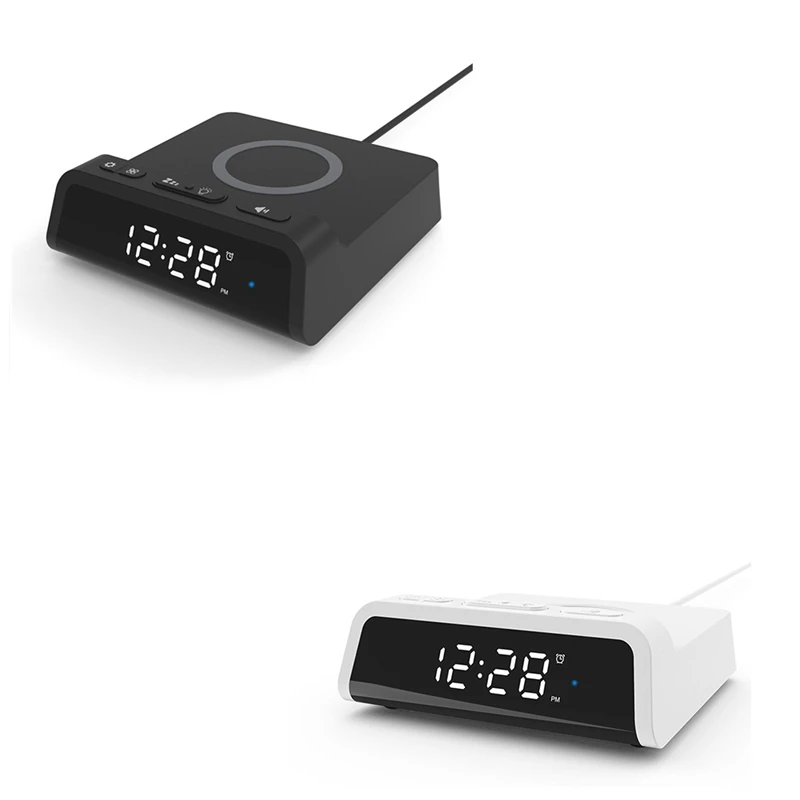 

Electric LED Alarm Clock with Wireless Charger, Qi 15W Fast Wireless Charging Pad for iPhone 12/11