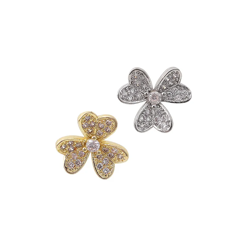 

5 Pcs Nail Charms Jewelry Art Decoration Bulk Zircon Alloy Butterfly Four Leaf Clover Design Manicure Accessories Rhinestones