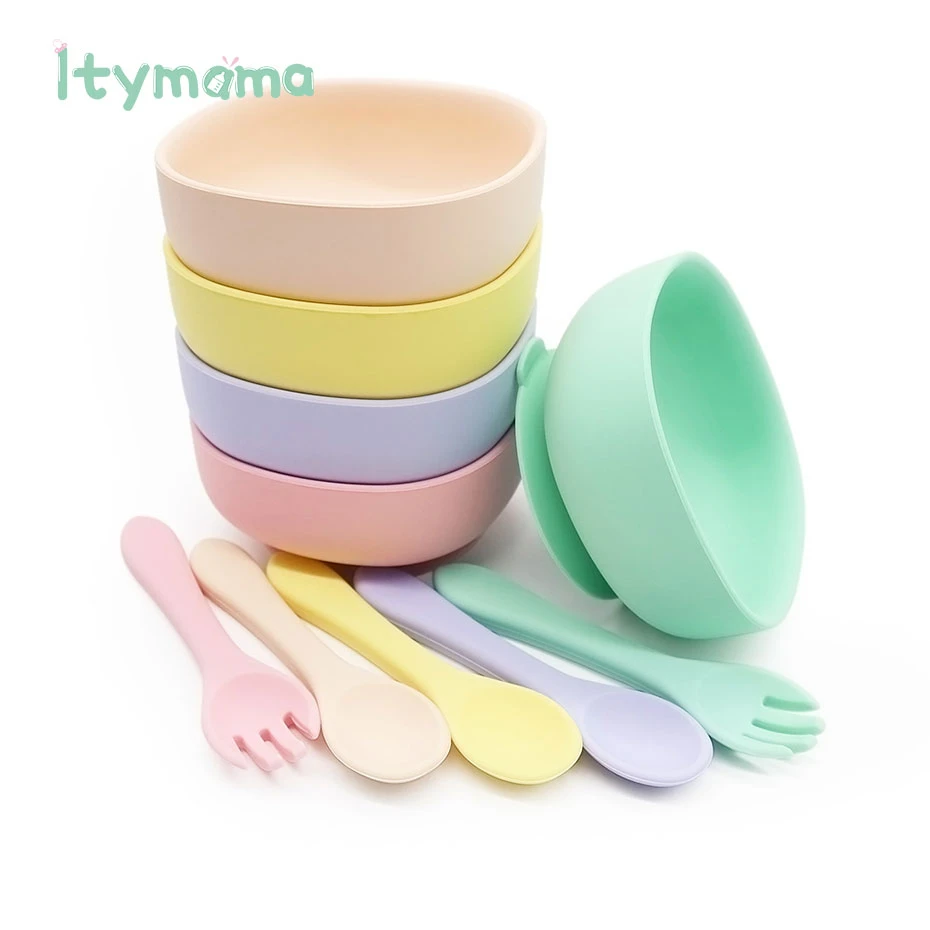 Силиконовая миска для кормления ребенка набор тарелок на присосках детская