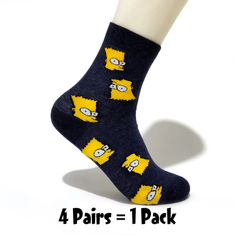 4 Pairs-15 4 пар/упак. Новые мужские носки хлопковые с забавным рисунком для семьи новые милые носки до лодыжки забавные счастливые носки с животными женские Тапочки - Цвет: 4 Pairs-15