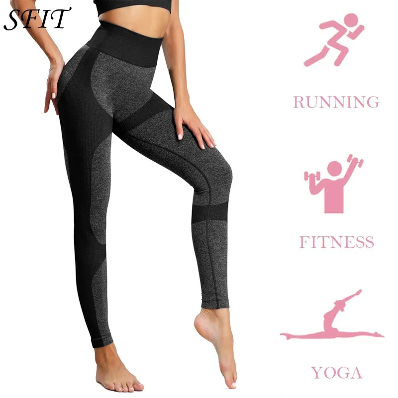 

Бесшовный Бюстгальтер для йоги штаны пуш-ап леггинсы Для женщин штаны спортивные Фитнес Йога Леггинсы Высокая Талия спортивные облегающие ...