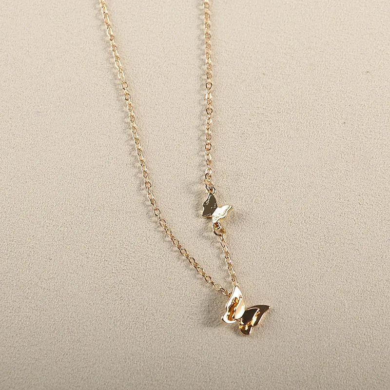 

New Style Titanium Steel Butterfly Three-Colour Necklace For Women Fashion Jewellery Real Gold Plating Color Birthday Present