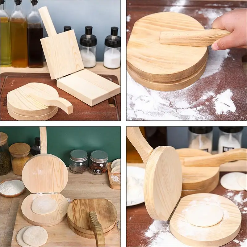

1pc Dough Pressing Tool Dough Presser Dumpling Skin Wood Dumpling Pressing Tool Dough Presser Dumpling Wrappers Presser (Khaki)