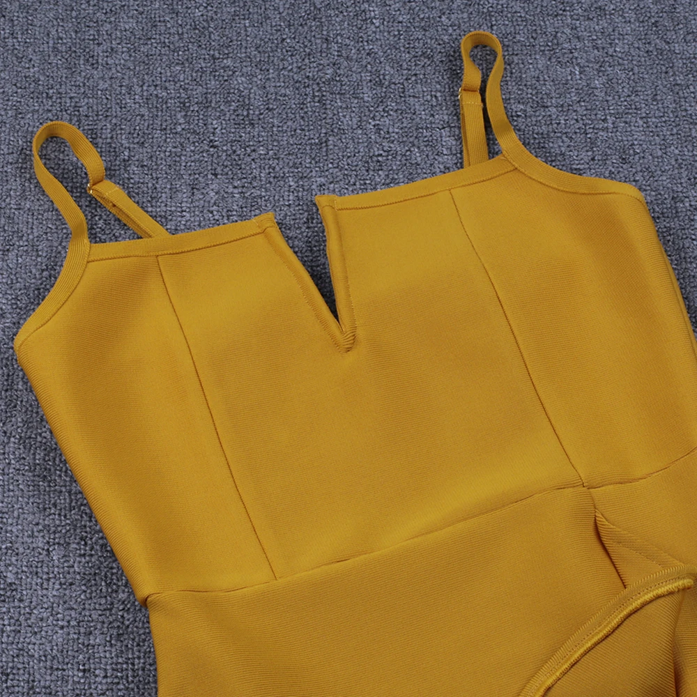 Ocstrade бандаж Русалка Vestido Midi сексуальное Новое поступление имбирное желтое вискозное женское платье без рукавов облегающее платье для вечеринок