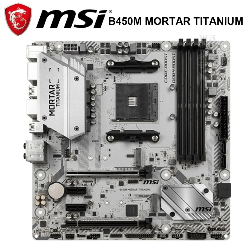 Verkaufen Buchse AM4 MSI B450M MÖRTEL TITAN Motherboard AMD B450 AMD Ryzen PCI-E 3,0 Desktop B450 Placa-Mãe AM4 HIFI Overlocking Verwendet