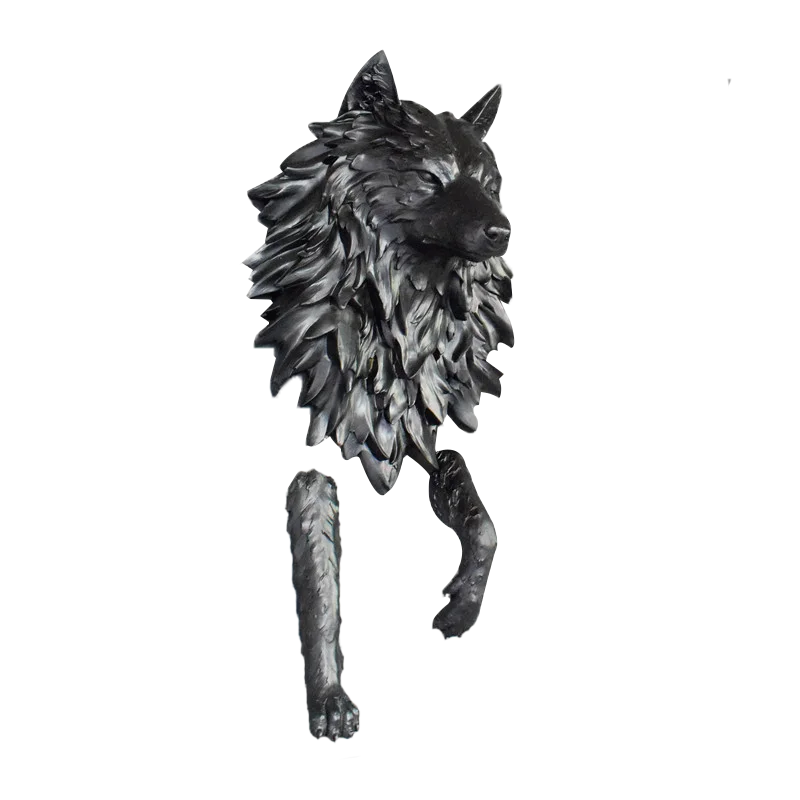 

3D Stereo Simulation Wolf Head Wall Hanging Decor Sculpture Ornaments Bar Background Living Room Resin Home Wall Decorations