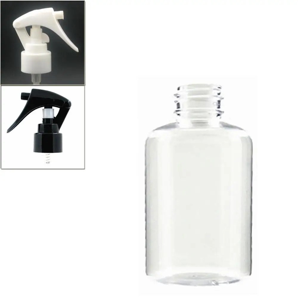 

4oz/120ml empty boston round plastic bottle , clear pet bottle with black/white trigger sprayers