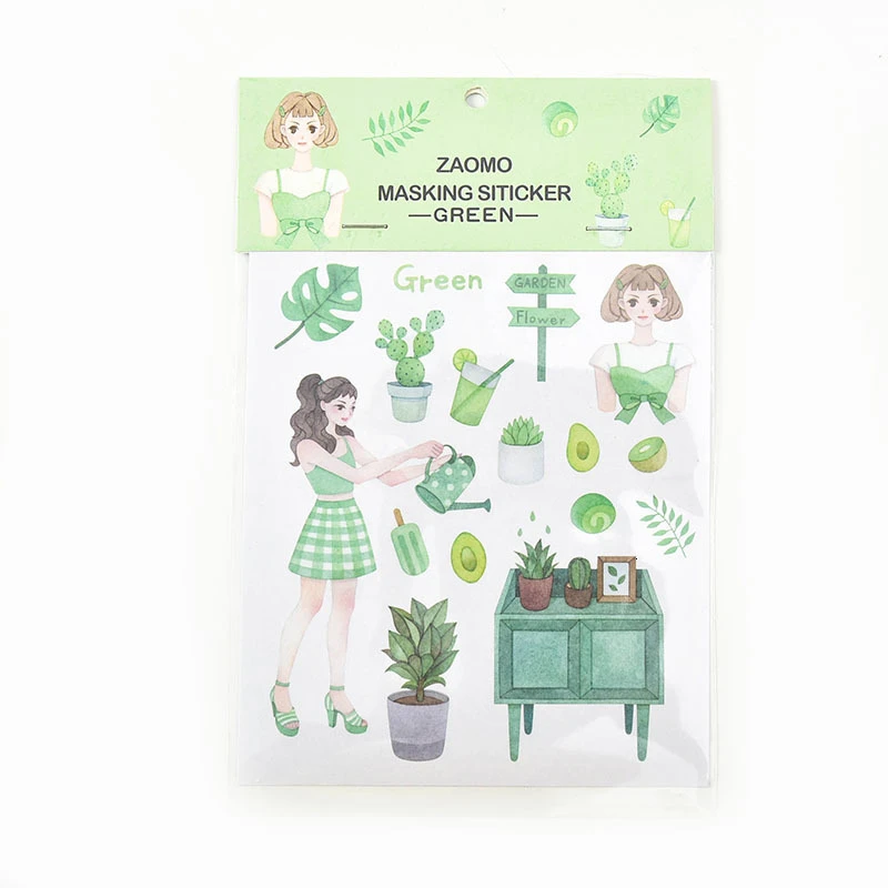Красочные клейкие милые наклейки из мультфильмов настольная книга DIY украшения бумажные наклейки милый дневник наклейки стационарные принадлежности 06570 - Цвет: GREEN