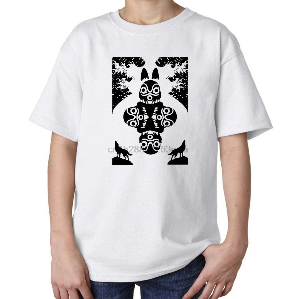 Princess Mononoke Howling Wolves Art Kid T Shirt White Sizes Unisex High Quality Personality | Мужская одежда