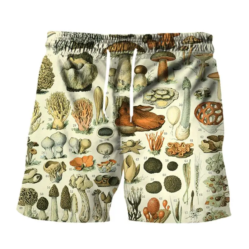 

vintage mushroom shorts casual sport 3d print streetwear men women oversized fashion harajuku clothing summer running sweatpants
