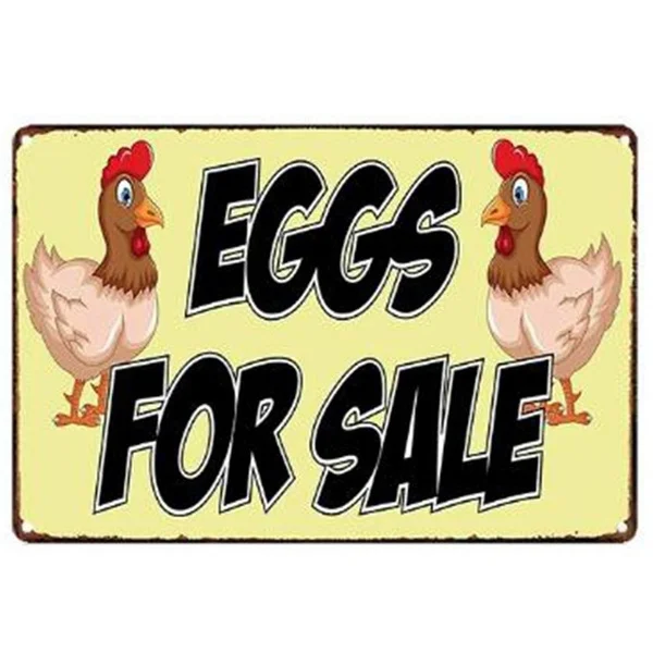 

Chicken Egg Shabby Poster Tin Signs Metal Plate Farm Fresh Eggs Aluminium Sign 8x12 inch